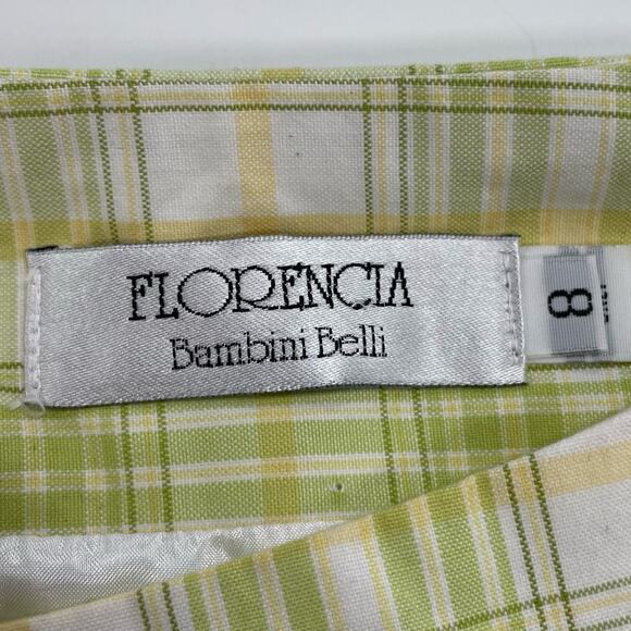 Florencia Bambini Belli Girls Vintage Green & Yellow Plaid Mini Skirt 8 - Picture 3 of 3